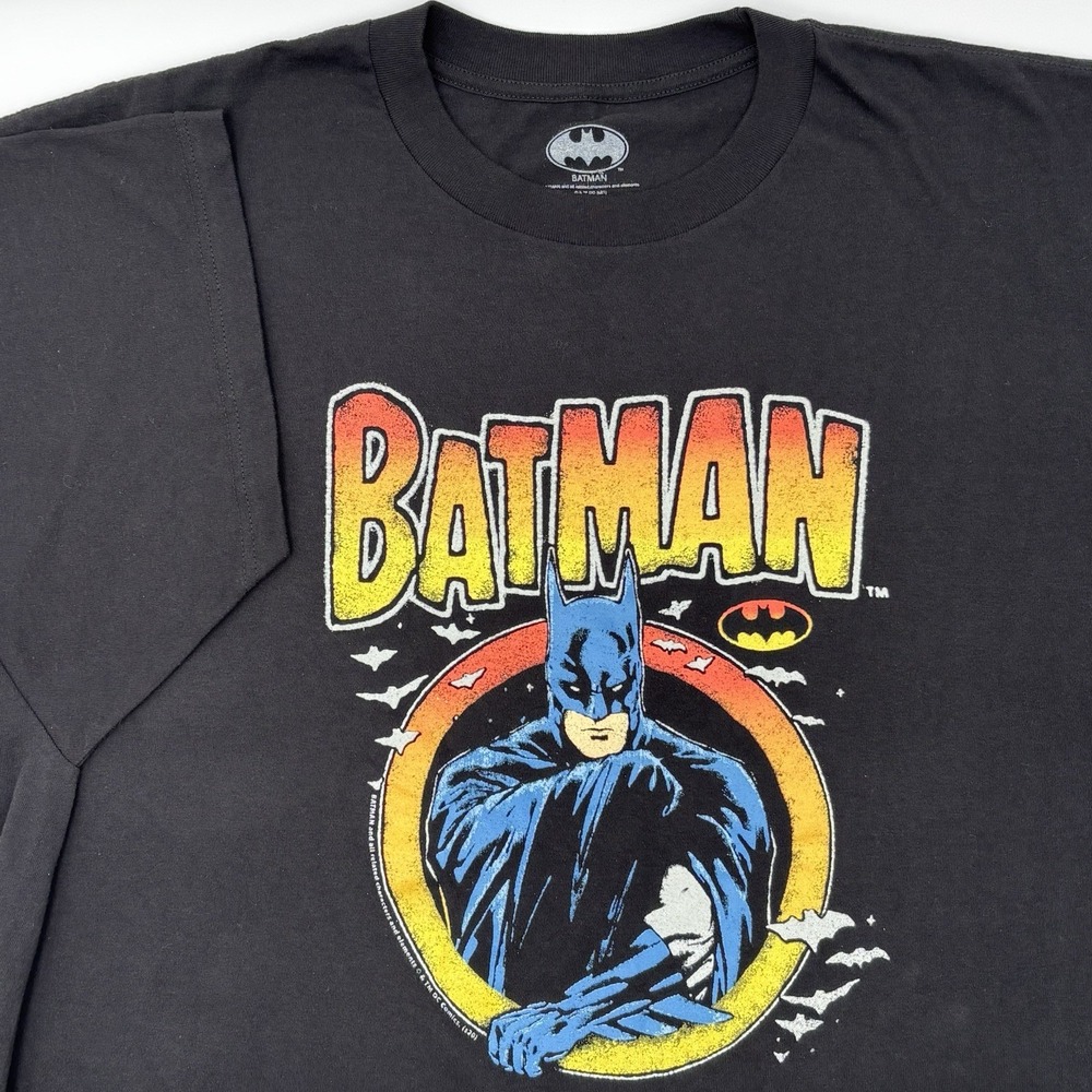 DC Comics Batman Graphic T-Shirt Mens 4XL Black Retro Circle Logo Big & Tall